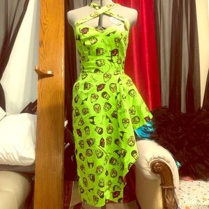 Deadly dames voodoo vixen monster print dress!